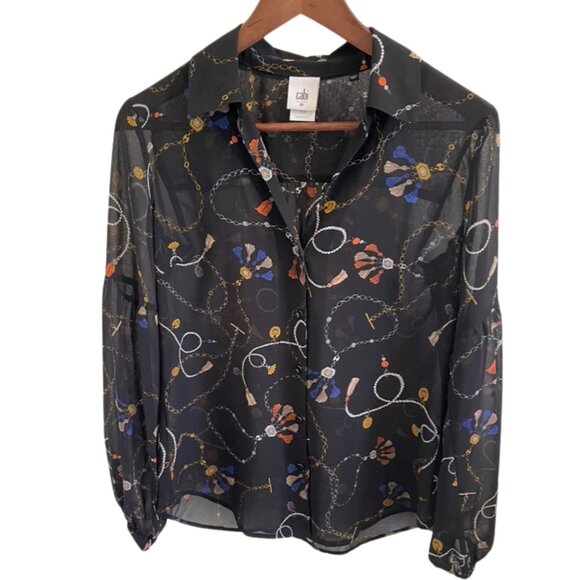 CAbi Tops - Cabi Collared Black Blouse, XS